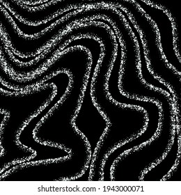 Silver dust on dark background in the form of curved lines, brochure template, poster design for the holidays