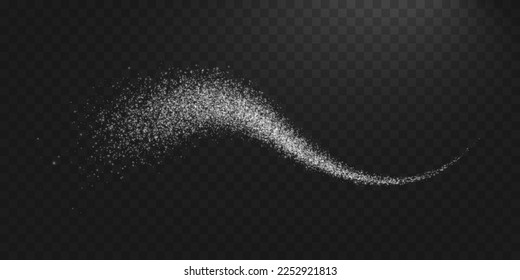 Silver dust trail glittering sparks on transparent background. Light effect. Stock royalty free vector illustration	