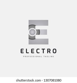 Silver E Letter Dot Logo Design