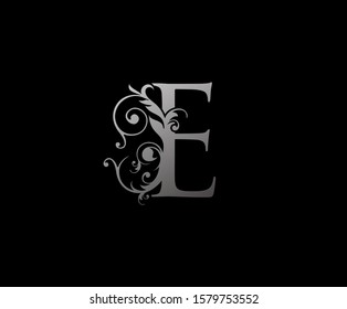 Silver E Luxury Logo Icon, Classy Letter Logo Design.