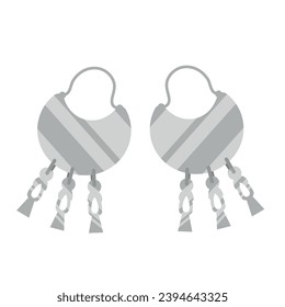 silver earrings illustration vector isolated