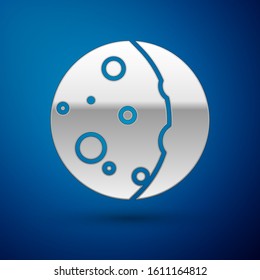 Silver Eclipse of the sun icon isolated on blue background. Total sonar eclipse.  Vector Illustration