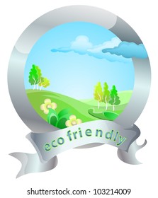 silver ecology friendly label isolated in white