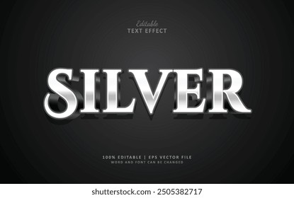 Silver editable text effect 3d style luxury chrome