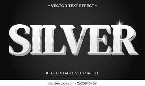 Silver Editable Text Effect metallic and shiny font style