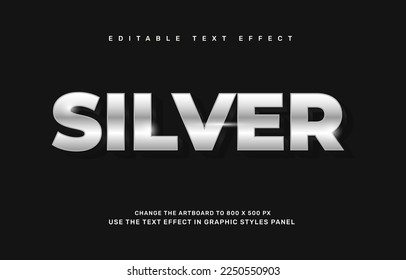 Silver editable text effect template
