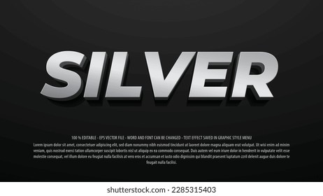 Silver editable text effect template with 3d style use for logo and business brand