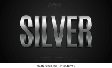 Silver editable text effect template with 3d style use for logo mockup