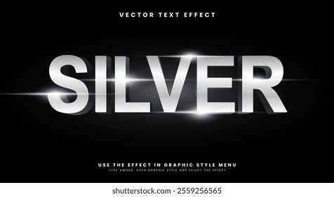 Silver editable text effect Template with shiny and elegant text style