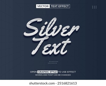 Silber editierbarer Text, Schrifteffekt, 3D-Text für Titel