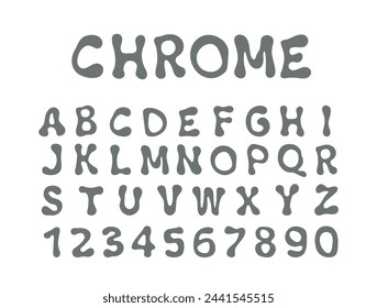 Silver effect metallic letters and numbers set. Vector isolated realistic lettering, abc elements and fonts. 3d typography elements, trendy y2k chrome aesthetic shapes and decoration types