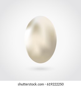 Silver egg isolated on light background with soft shadow. Vector illustration.