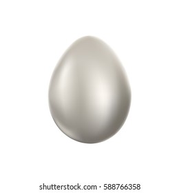 Silver egg isolated on white background.