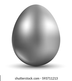 Huevo plateado aislado en fondo blanco para tarjeta de saludo de Pascua