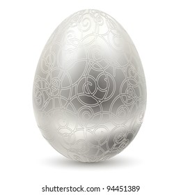 Silver egg on white background.