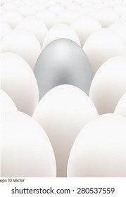 Silver egg standing out from the others