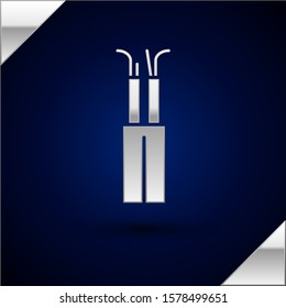Silver Electric cable icon isolated on dark blue background.  Vector Illustration