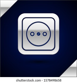 Silver Electrical outlet icon isolated on dark blue background. Power socket. Rosette symbol.  Vector Illustration