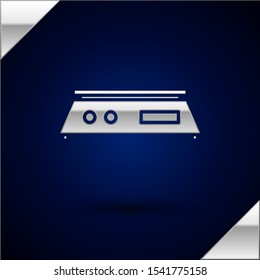 Silver Electronic scales icon isolated on dark blue background. Weight measure equipment.  Vector Illustration