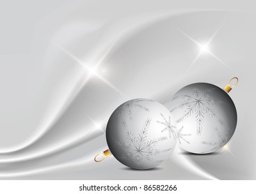 silver elegant christmas background with christmas ball