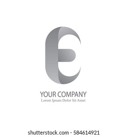 silver elegant e initial letter 3d typography design logotype for brand and company identity
