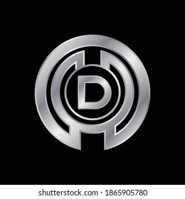 Silver Elegant Logo Design for Letter D. Vector Silver Metallic Logo Design for Letter D.