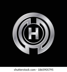 Diseño con logotipo elegante plateado para la letra H. Diseño del logotipo metálico Vector Silver para la letra H.