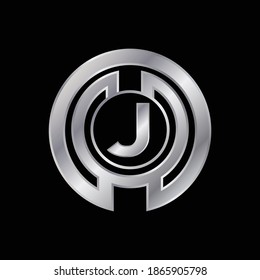 Silver Elegant Logo Design for Letter J. Vector Silver Metallic Logo Design for Letter J.