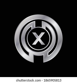 Silver Elegant Logo Design for Letter X. Vector Silver Metallic Logo Design for Letter X.