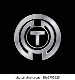 Diseño con logotipo elegante plateado para la letra T. Diseño del logotipo metálico Vector Silver para la letra T.