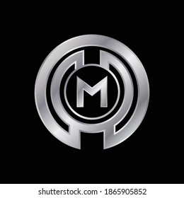 Silver Elegant Logo Design for Letter M. Vector Silver Metallic Logo Design for Letter M.