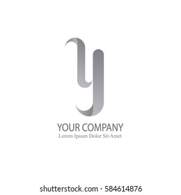 silver elegant y initial letter 3d typography design logotype for brand and company identity