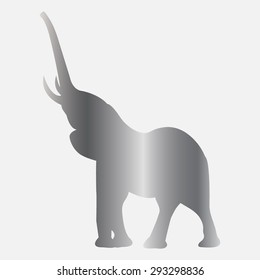 Silver elephant silhouette. Vector