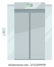 Un ascensor plateado con luz verde en la puerta