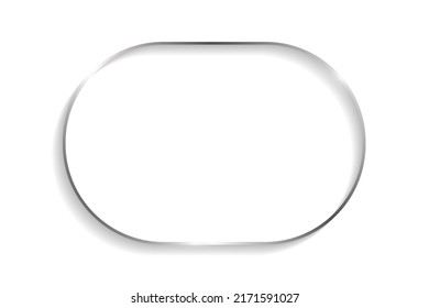 Silver ellipse frame with shadows and highlights isolated on a white background.
