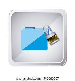 silver emblem file with lock icon, vector illustraction dsign