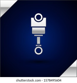 Silver Engine piston icon isolated on dark blue background. Car engine piston sign.  Vector Illustration