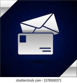 Silver Envelope icon isolated on dark blue background. Email message letter symbol.  Vector Illustration