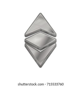 Silver ethereum classic coin symbol isolated web vector icon. Ethereum classic coin trendy 3d style vector icon. Raised symbol illustration. Silver ethereum classic coin crypto currency sign.
