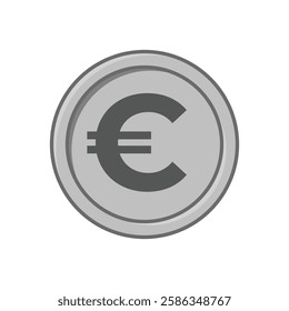 Silver Euro Coin Icon Vector Design