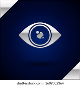 Silver Eye icon isolated on dark blue background.  Vector Illustration