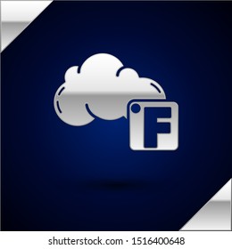 Silver Fahrenheit and cloud icon isolated on dark blue background.  Vector Illustration