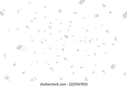 Silver falling confetti vector illustration.