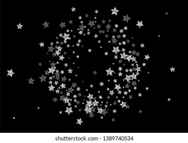 Silver falling stars. Festive silver confetti. Abstract decoration for celebrations. 