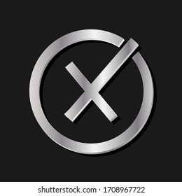 silver false symbol in the dark background.