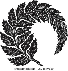 Silver fern leaves silhouette vector design handmade