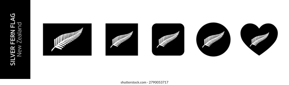 Silver Fern vector flag, New Zealand