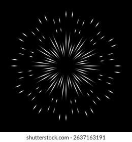 Silver fireworks. Festive fireworks - silver gradient. Isolated vector illustration on black background.