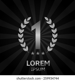 Silver first place symbol. Winner, champion, leadership icon