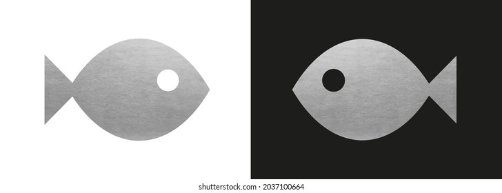 Silver Fish Icon - Vector Logo Symbol